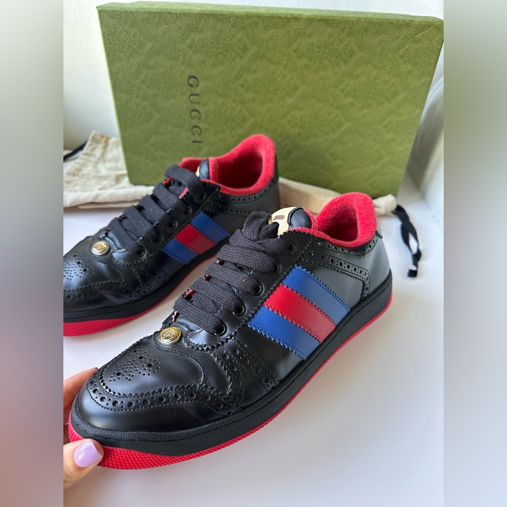 NEW Gucci  Black and Red Sneakers - Picture 12 of 16